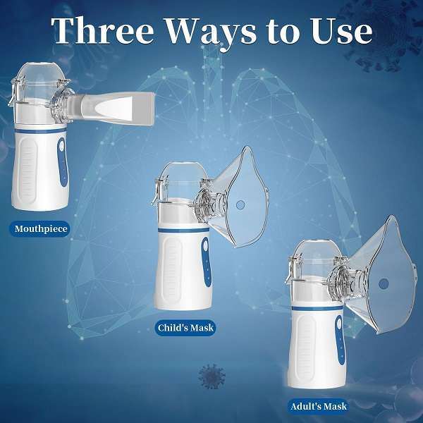 Portable Low Noise Inhaler Nebulizer With Mouthpiece And 2 Masks