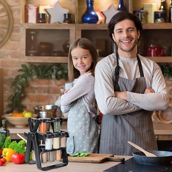 18 Piece Glass Jar Rotating Spice Rack