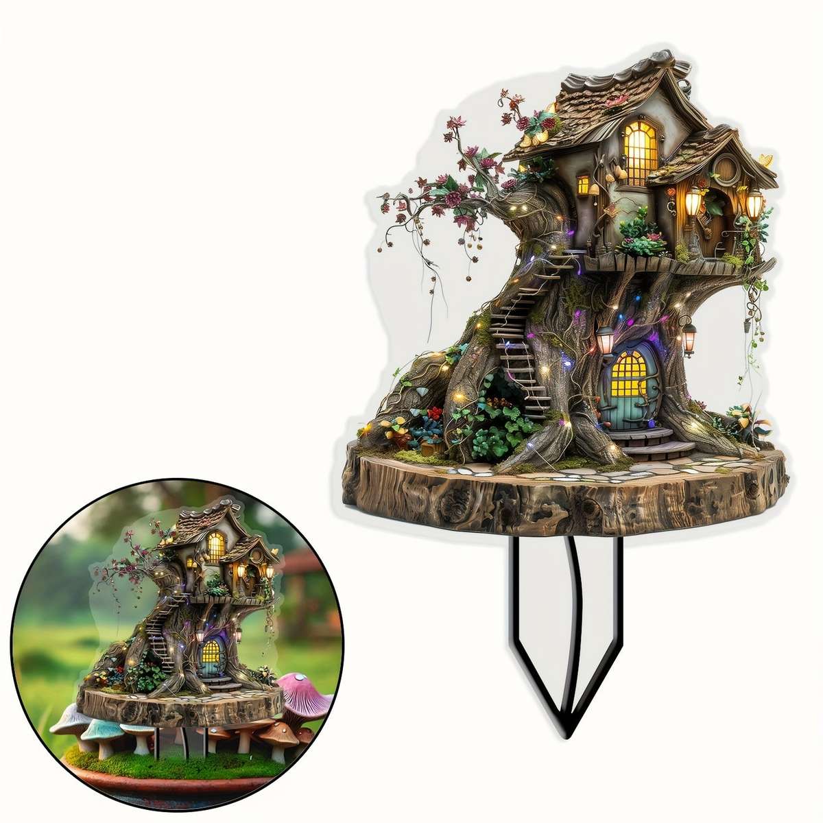 Bohemian Acrylic Magic Tree House Garden Stake -