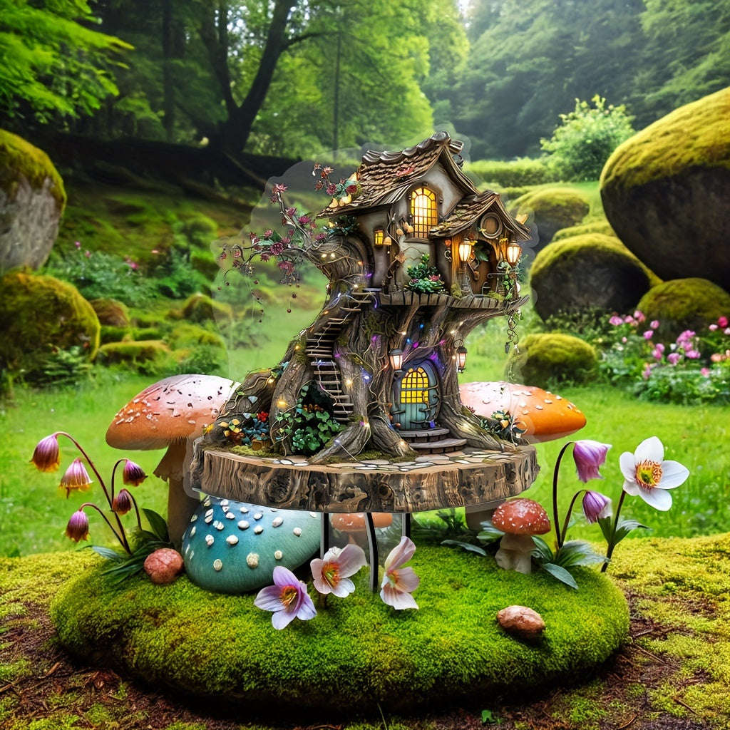 Bohemian Acrylic Magic Tree House Garden Stake -