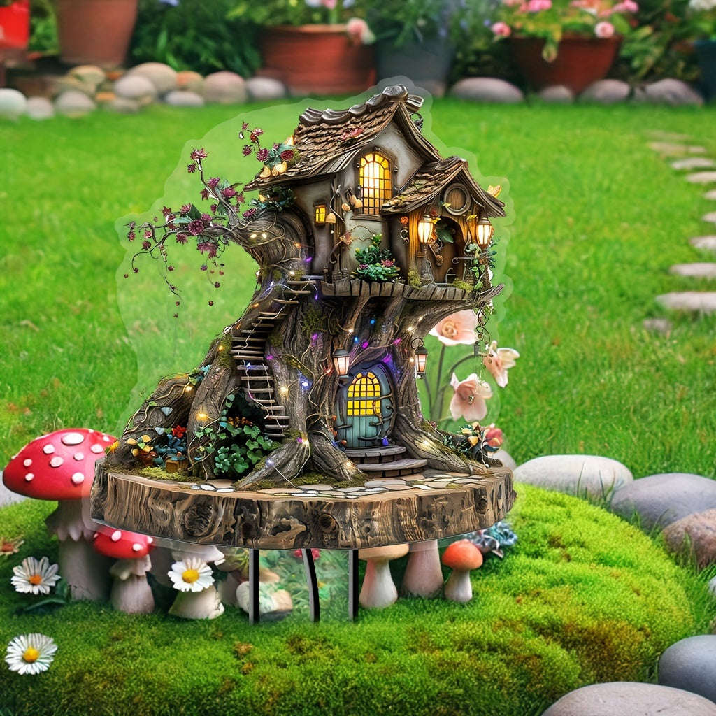 Bohemian Acrylic Magic Tree House Garden Stake -