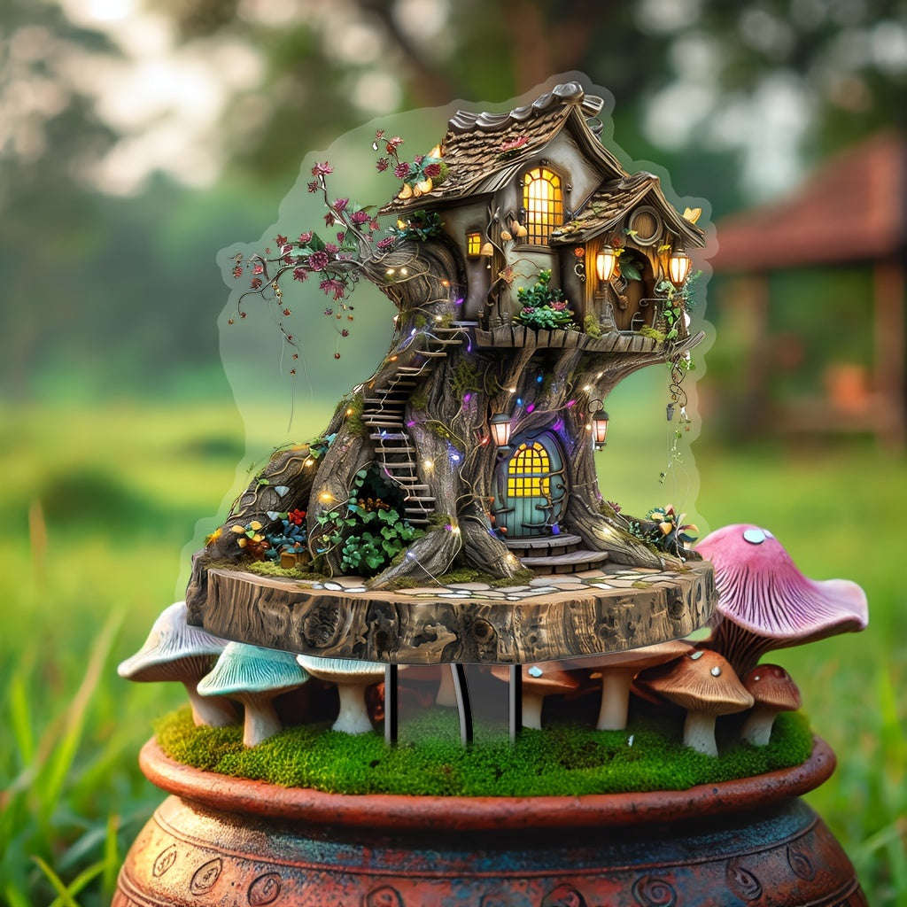 Bohemian Acrylic Magic Tree House Garden Stake -