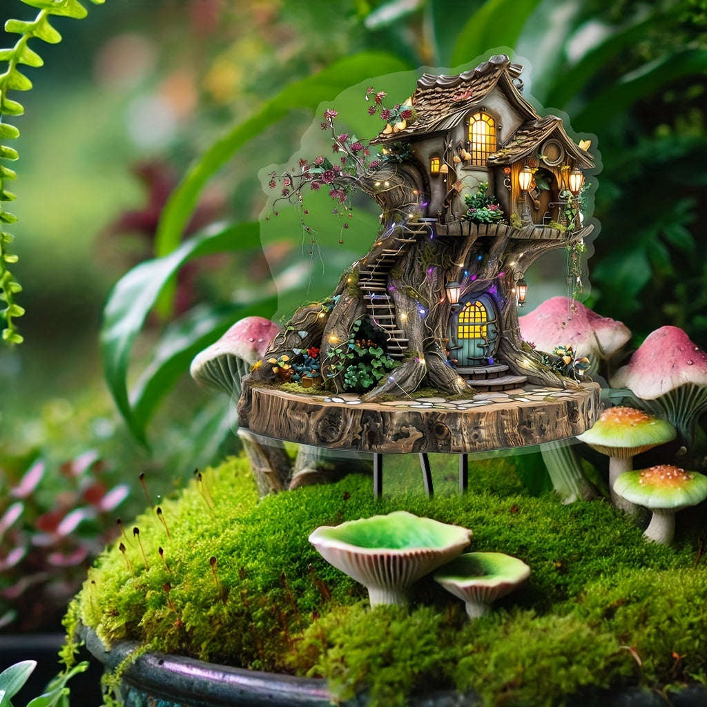 Bohemian Acrylic Magic Tree House Garden Stake -