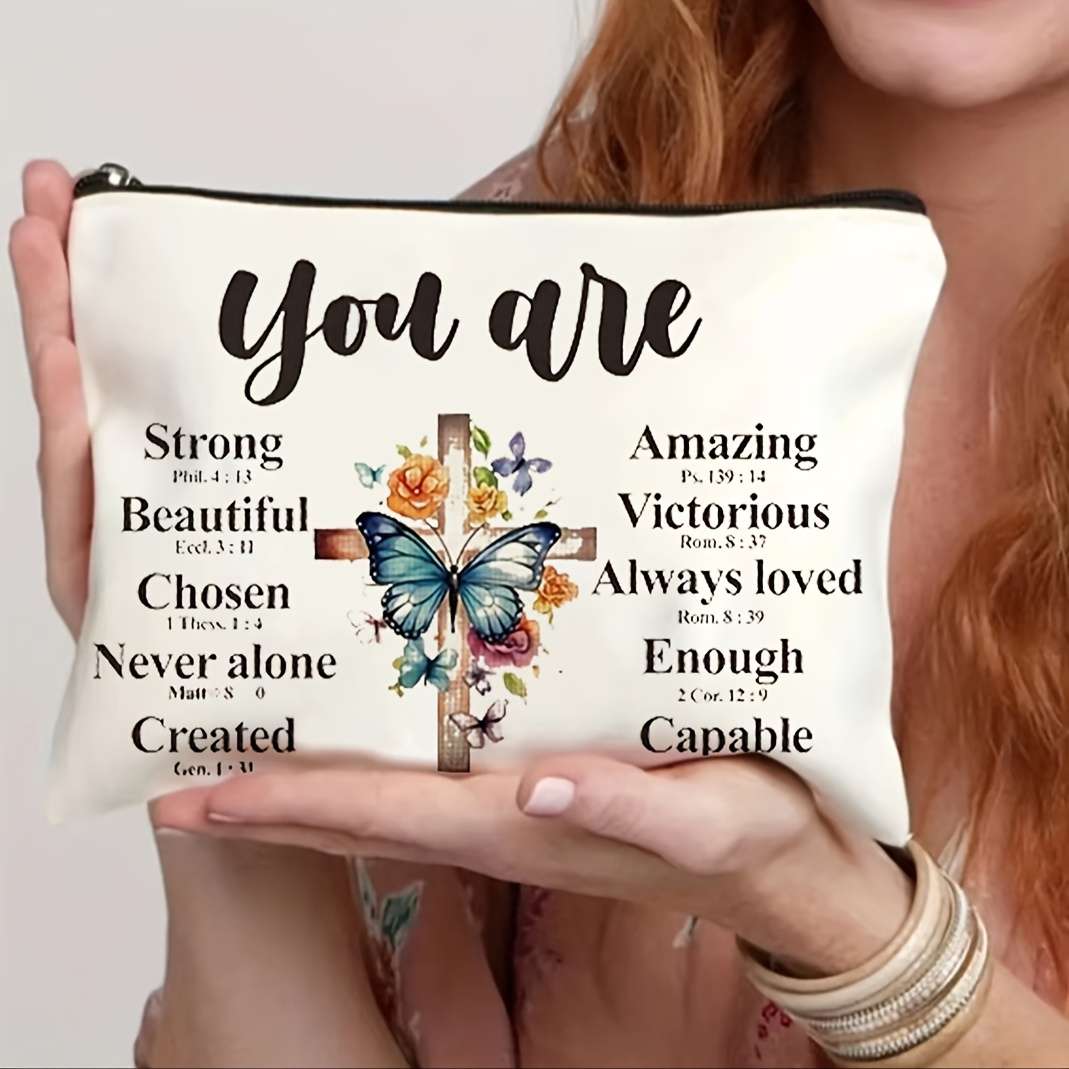 Inspirational Canvas Toiletry Bag For Women,
