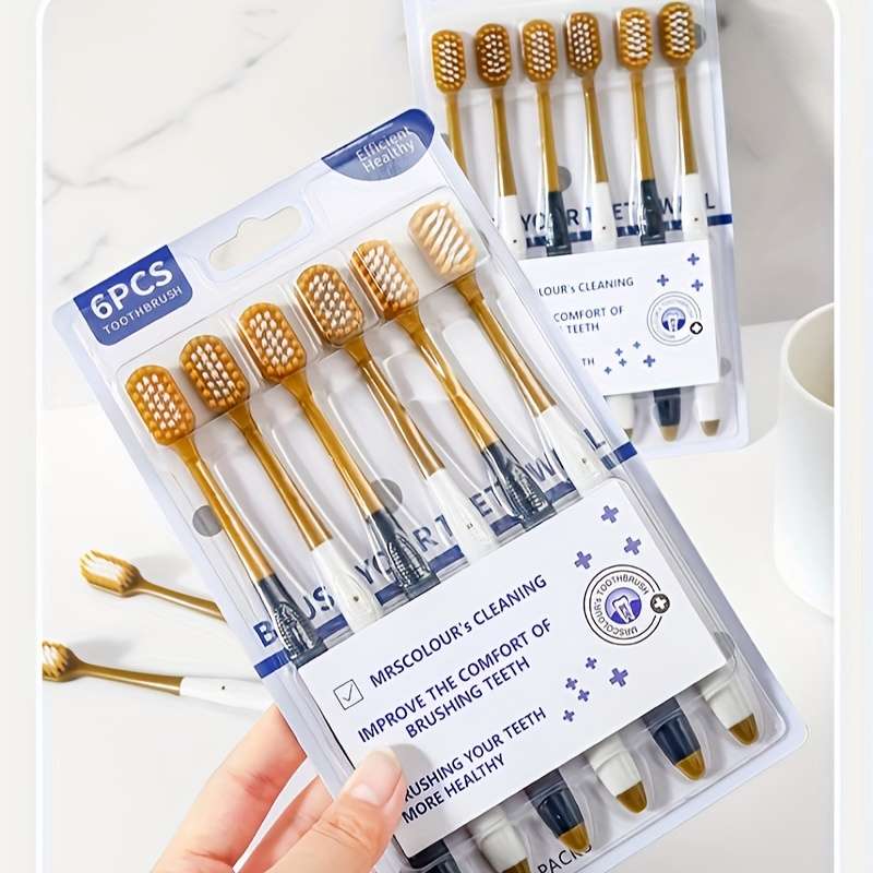 6pcs Premium Soft Bristle Toothbrushes For Adults - Ultra-Fine Fibers,
