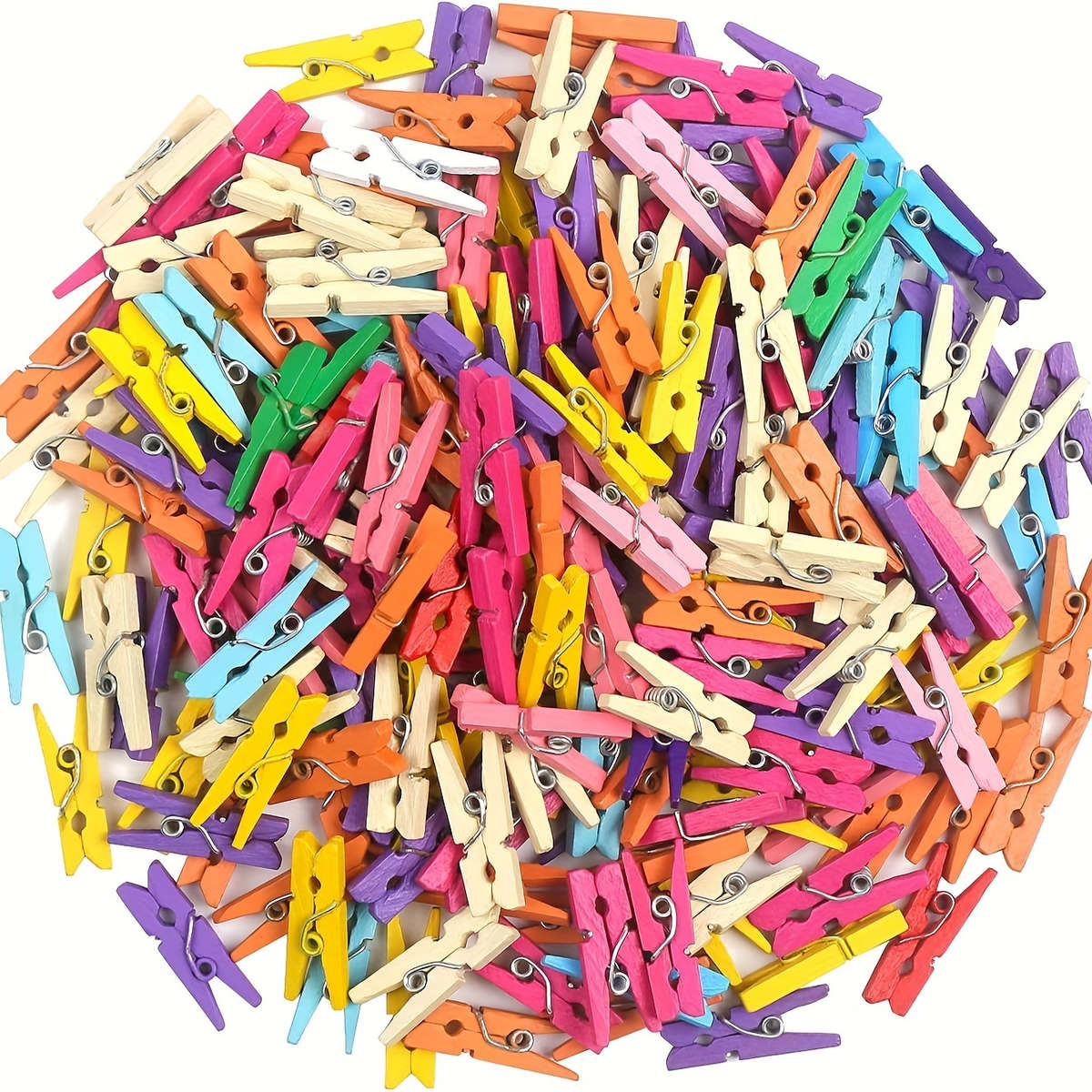 30-Pack Colorful Wooden Mini Clips