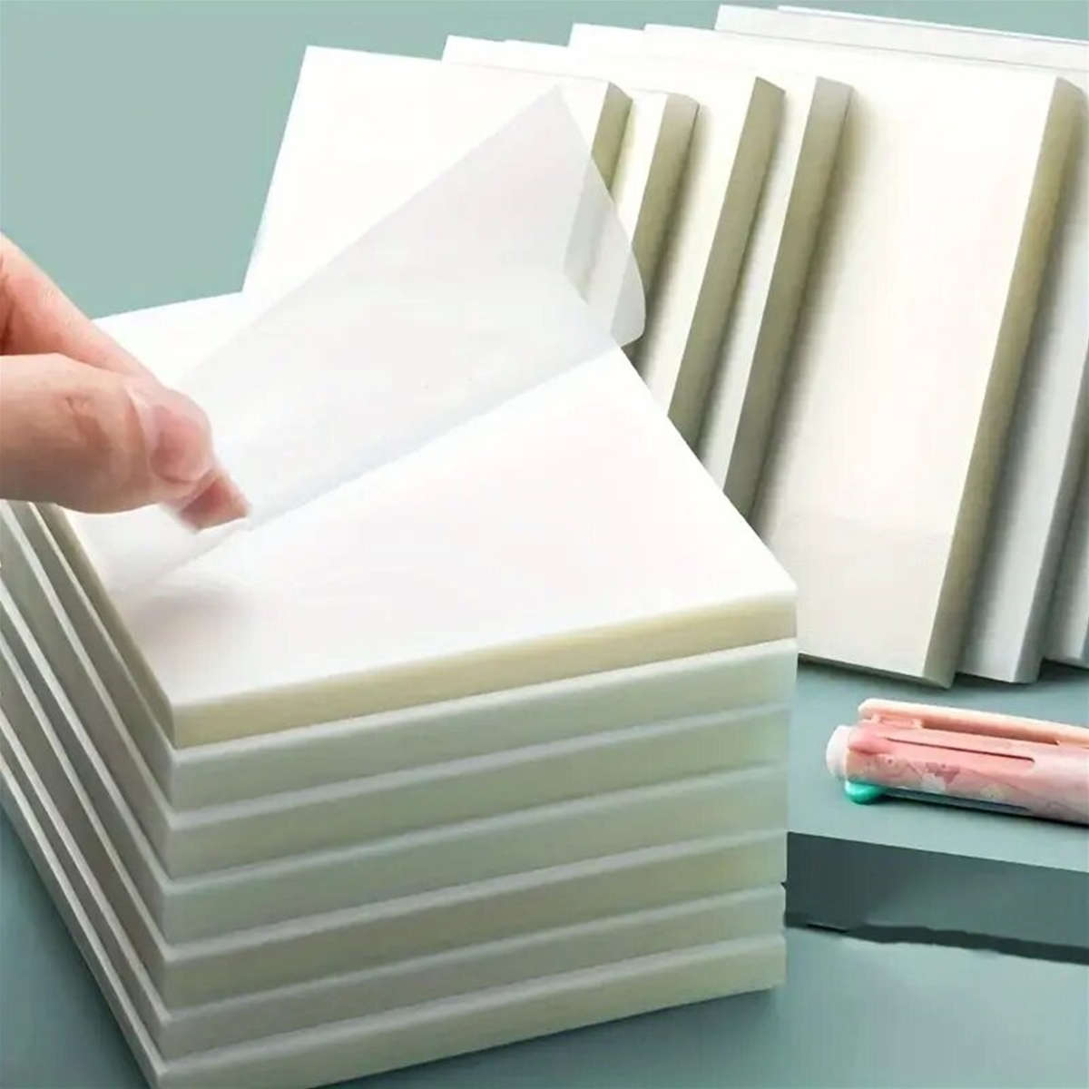 2 Packs 100 Sheets Transparent Waterproof Sticky Notes