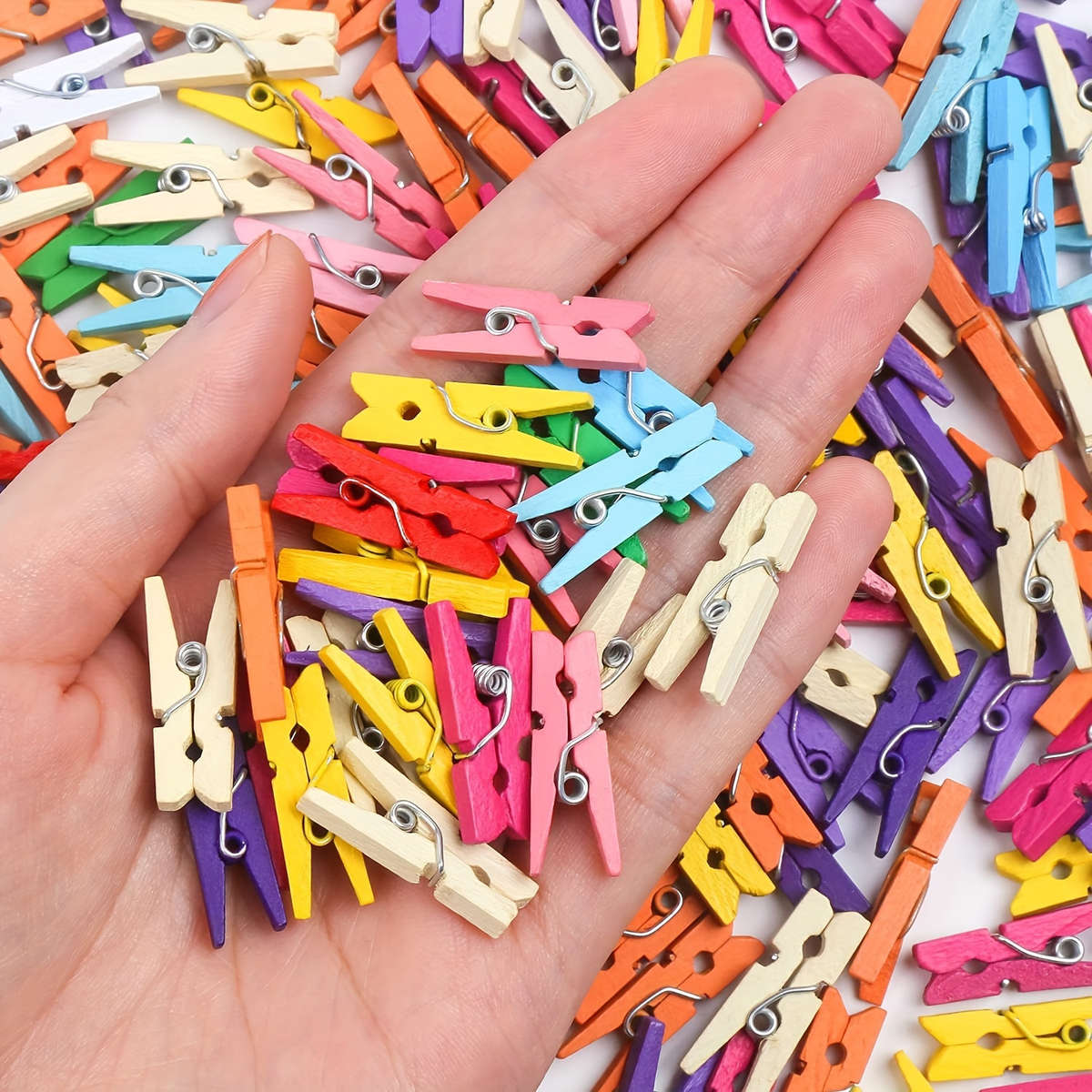 30-Pack Colorful Wooden Mini Clips