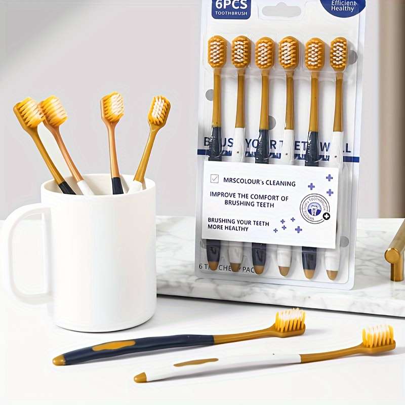 6pcs Premium Soft Bristle Toothbrushes For Adults - Ultra-Fine Fibers,