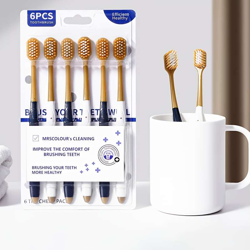 6pcs Premium Soft Bristle Toothbrushes For Adults - Ultra-Fine Fibers,