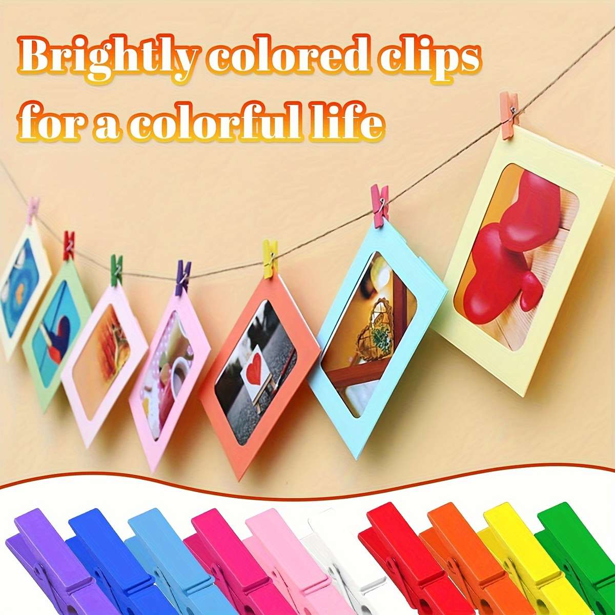 30-Pack Colorful Wooden Mini Clips