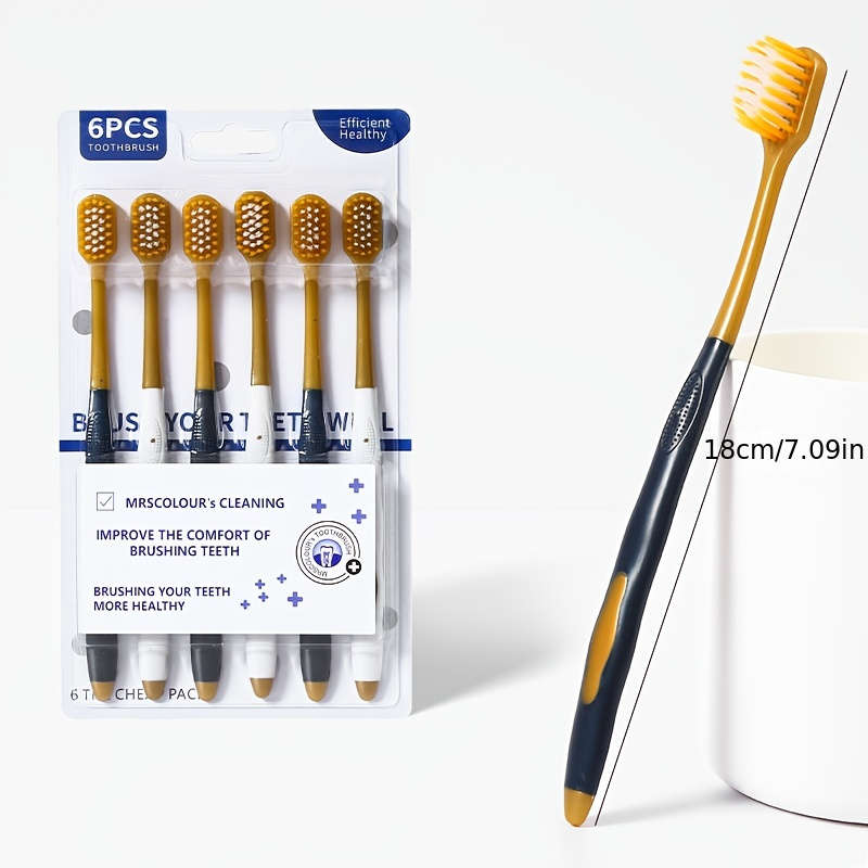 6pcs Premium Soft Bristle Toothbrushes For Adults - Ultra-Fine Fibers,