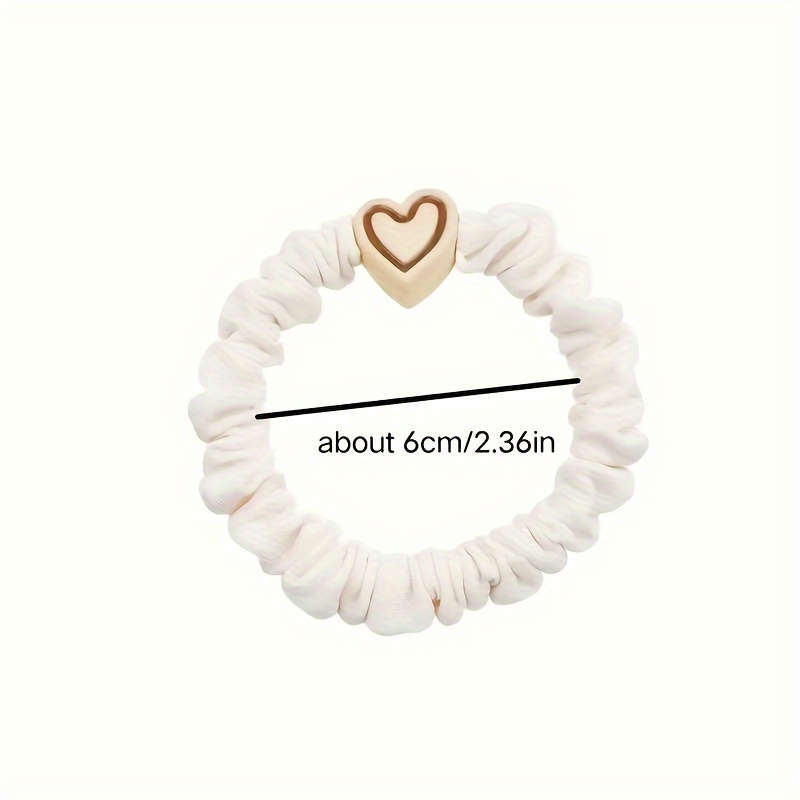 5pcs Vintage Style Fabric Hair Ties With Love Pendants