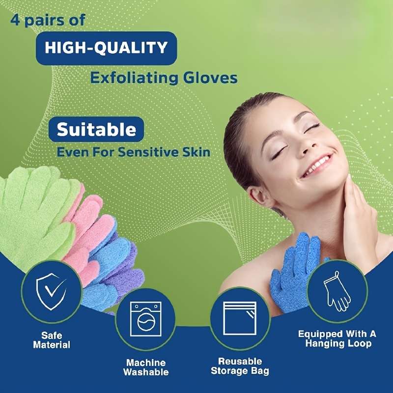 5pcs Exfoliating Gloves For Men & Women - Spa-Quality