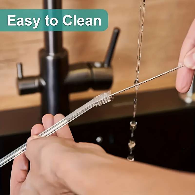 3 Reusable Transparent Straws With Cleaning Brushes