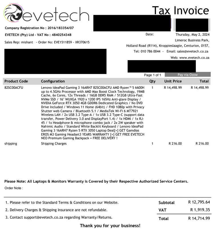 Lenovo | Ryzen 5 6600H | RTX 3050 4GB | 32GB DDR5 | 512GB NVME