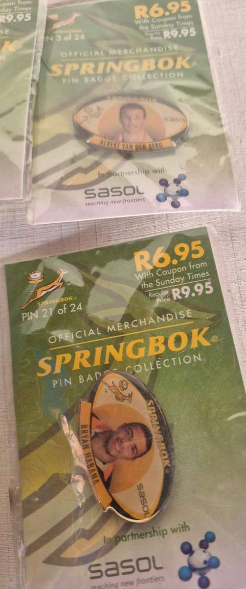 2006 SA Springbok Pin Badges Job Lot of 13