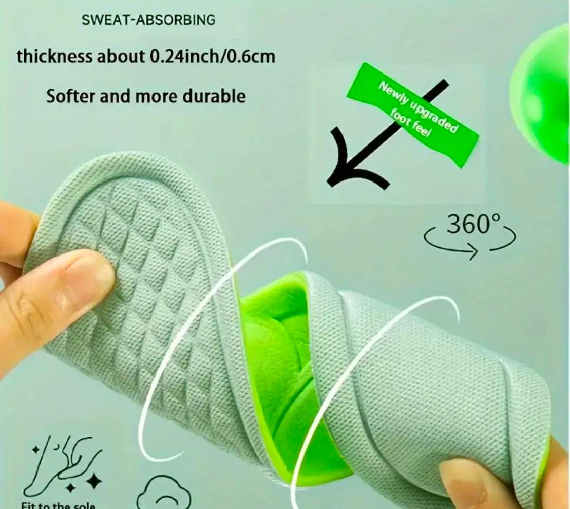 Ergonomic Memory Foam Green Shoe Insoles - 3 Pairs