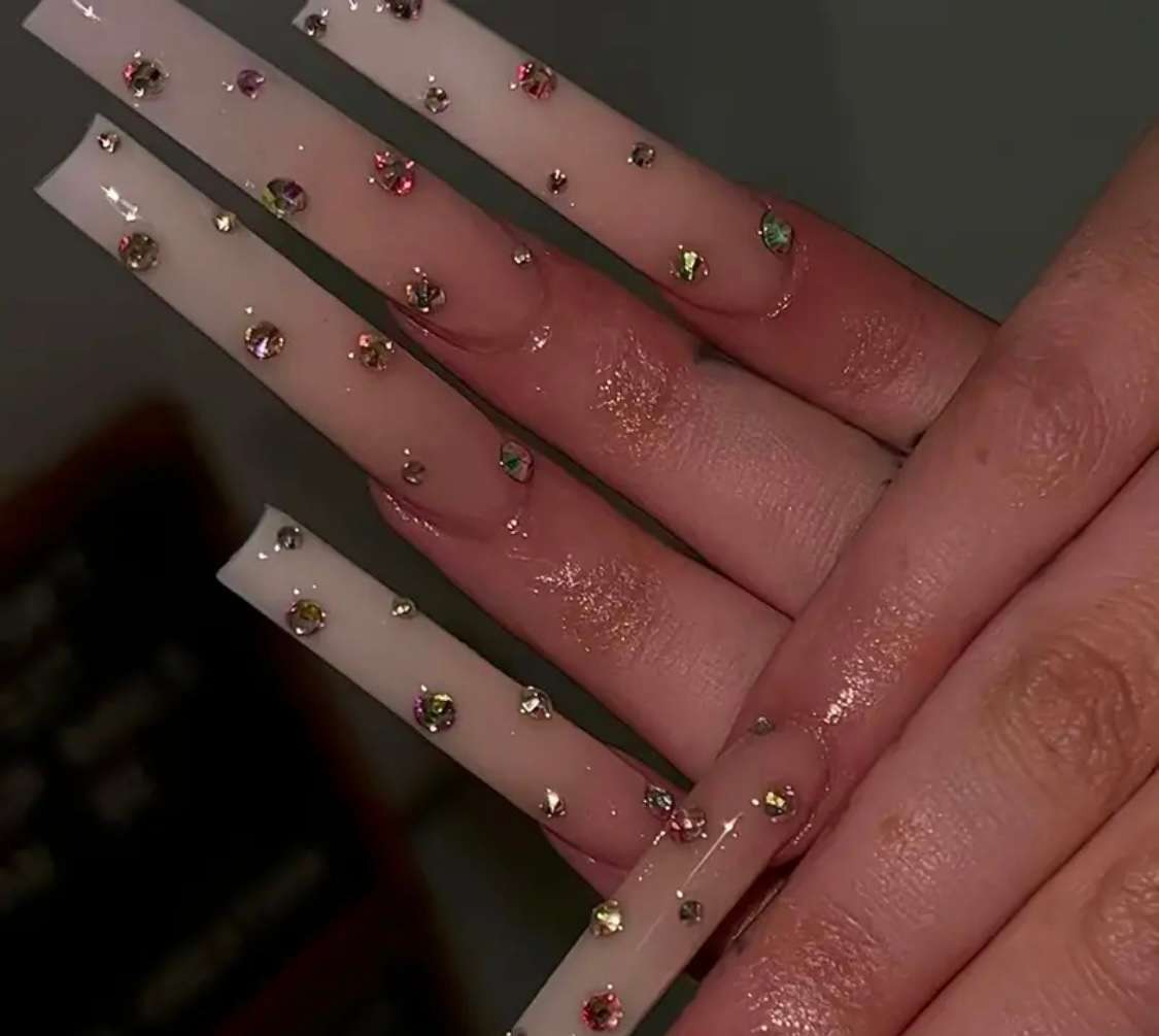 24 piece Square Diamond Press On Nails