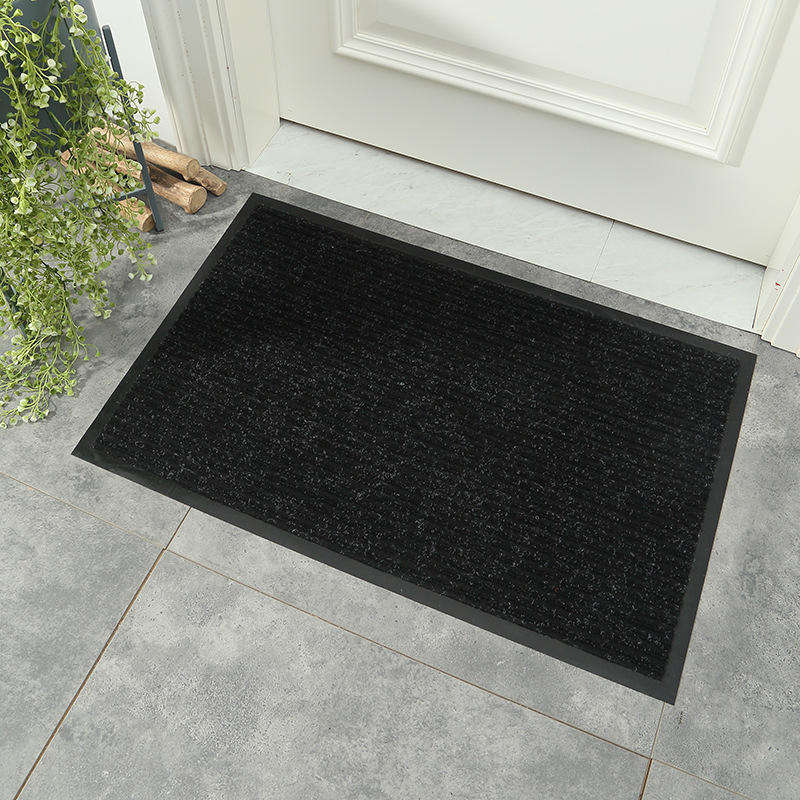 Anti-Slip Dirt-Trapping Rubber Doormat 80x50cm Black or Grey