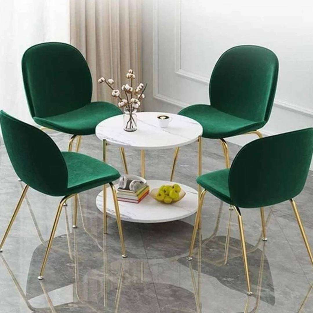 Dual-Layer Round Home Table Marble Design