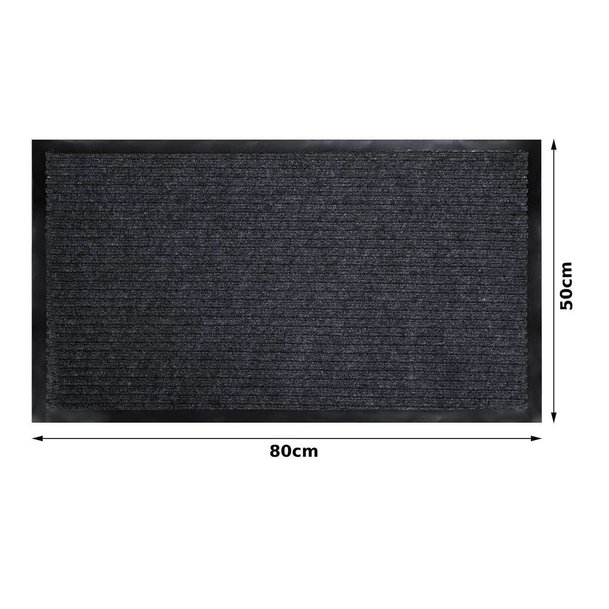 Anti-Slip Dirt-Trapping Rubber Doormat 80x50cm Black or Grey