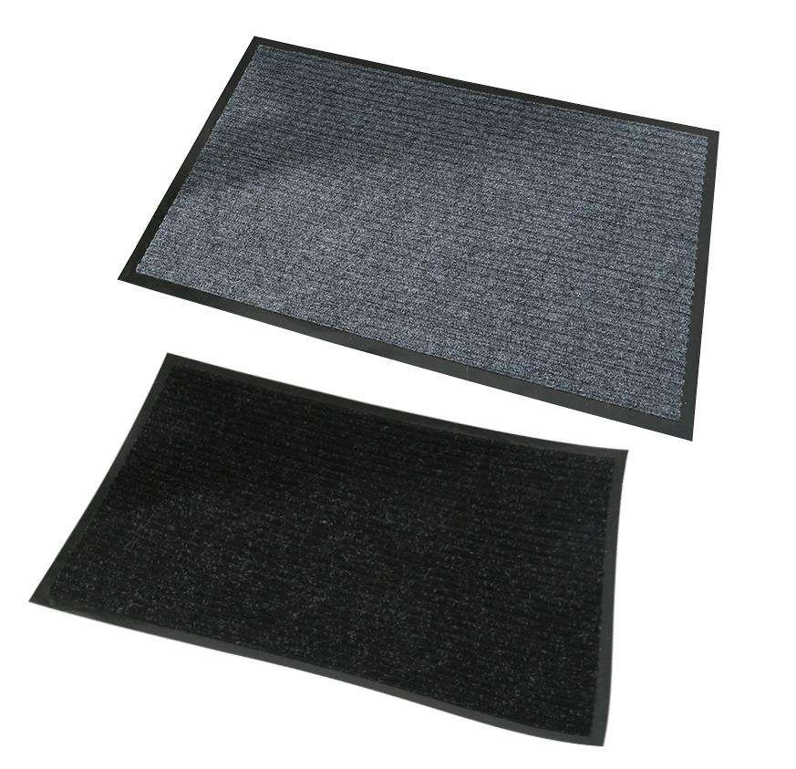 Anti-Slip Dirt-Trapping Rubber Doormat 80x50cm Black or Grey
