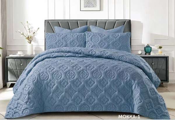 5 Piece Super King Size Home Mokka Quilt Set - Blue