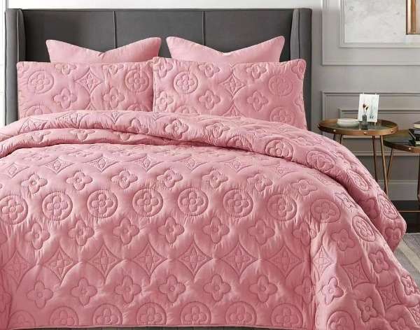 5 Piece Super King Size Home Mokka Quilt Set - Pink