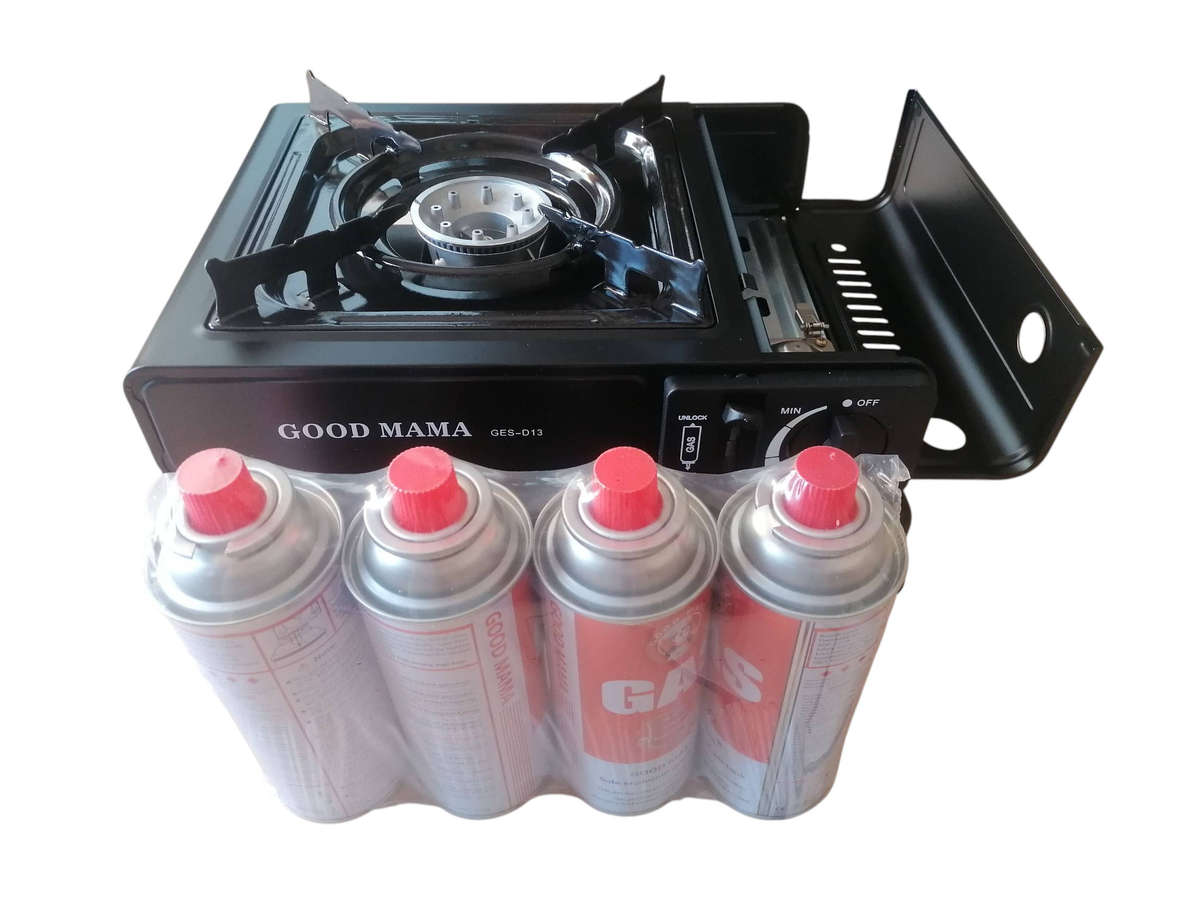 Camping Gas Stove + 4 Gas Bottles