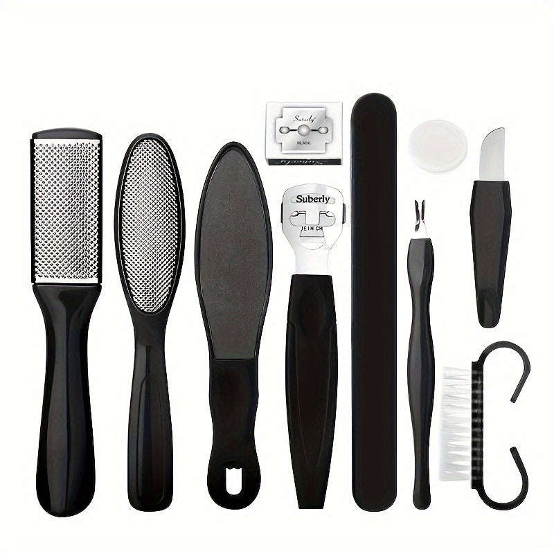 10 Pieces Stainless Steel Foot File Set - Professional Unscented Pedicure Tools For Dead Skin Remova