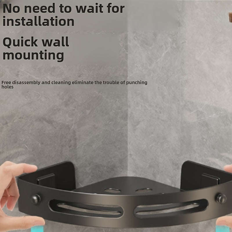 2-Pack Corner Shower Shelf, Adhesive No-Drill Bathroom Organizer, Rust-Proof Wall-Mounted Storage Ra