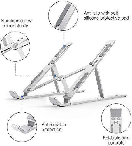 Portable Laptop Computer Stand Aluminum Alloy 6 Angles Adjustable For Laptop Computer Tablet