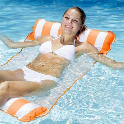 Convenient Fabric Water Entertainment Net Chair Foldable Inflatable Floating Strip Backrest Swimming