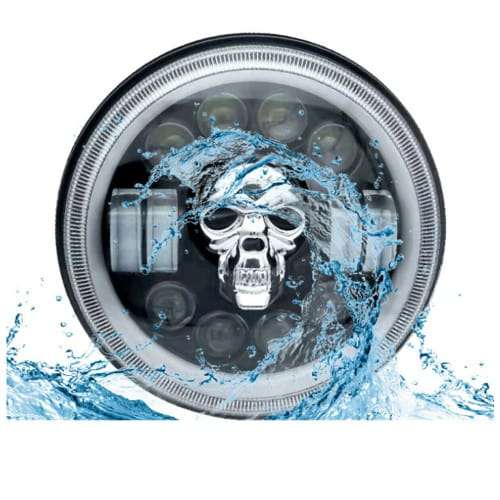 Super Cool 7 Inch Four Eyes Eight Beads Skull Light Design Halo Daytime Running Light Led Headlight