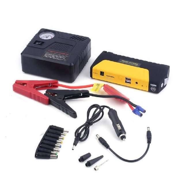 Portable 12V Automatic Car Battery Jump Starter With Air Compressor 16800mah