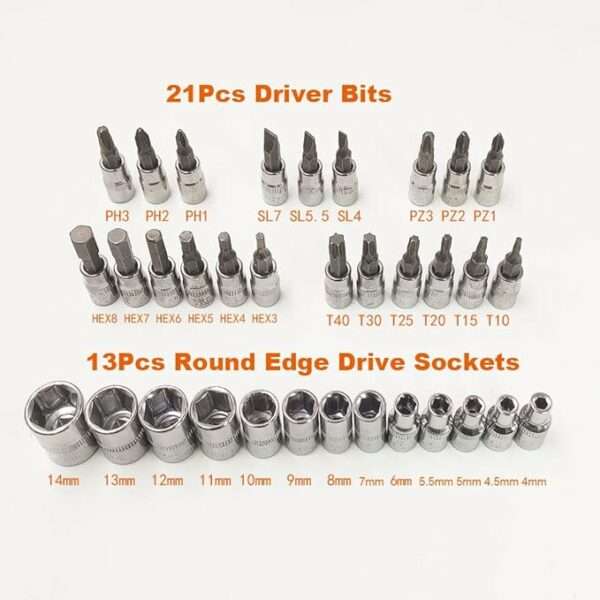 Multifunctional Portable 46-Piece Socket Wrench Set