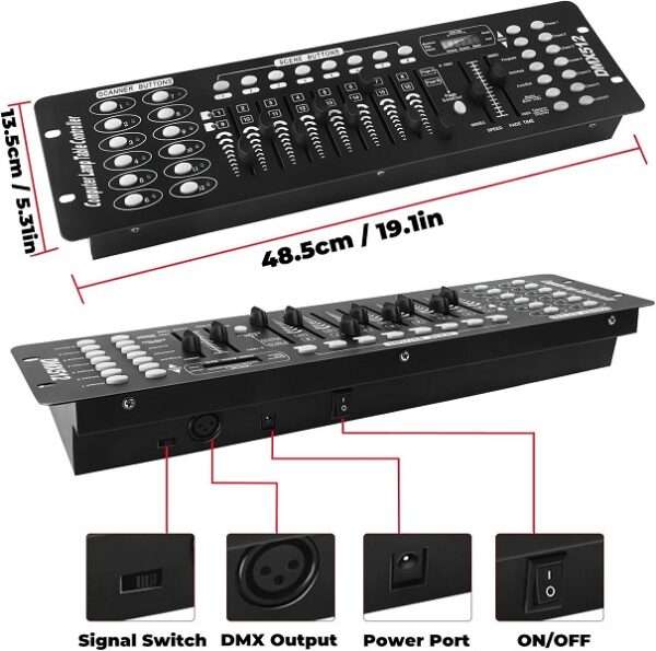 Multi-Function Controller 192 Channels Dmx Lighting Effects Console For Dj, Disco