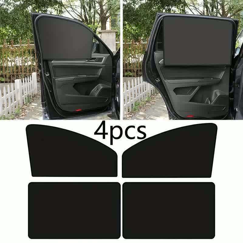 Convenient 4-Piece Magnetic Car Sun Visor Set - Thick Mesh Side Window Sun Visors, Heat-Insulating,
