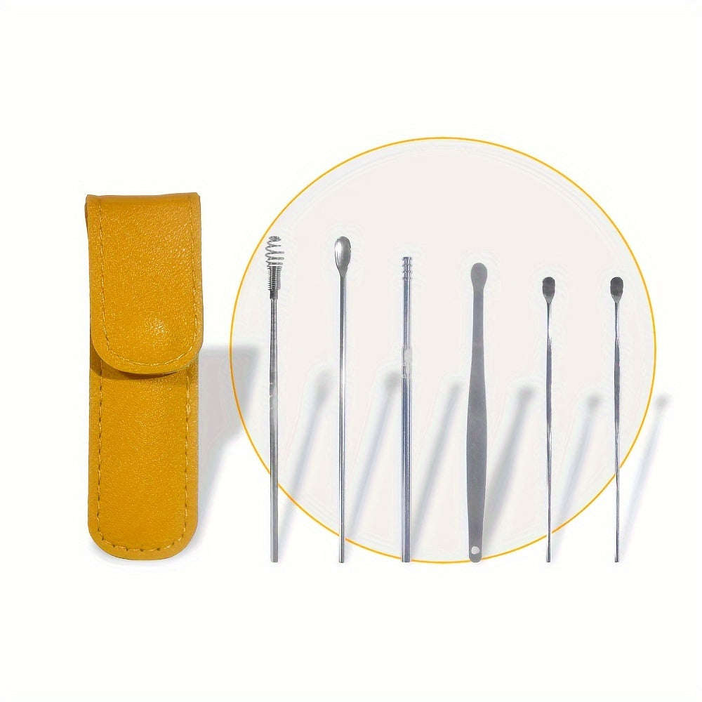 Convenient 6-In-1 Stainless Steel Ear Wax Removal Tool Kit