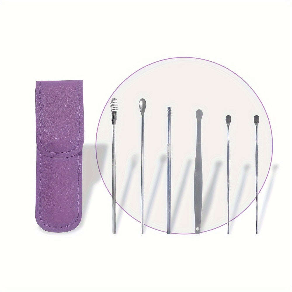 Convenient 6-In-1 Stainless Steel Ear Wax Removal Tool Kit