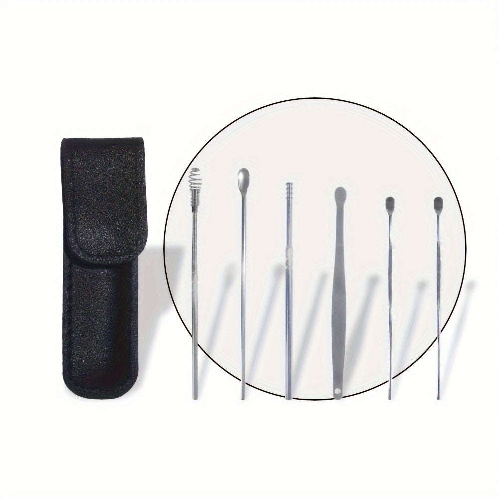 Convenient 6-In-1 Stainless Steel Ear Wax Removal Tool Kit