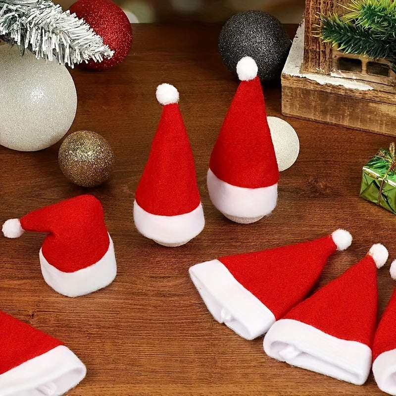 10-Piece Red Mini Santa Hat Cutlery Holder