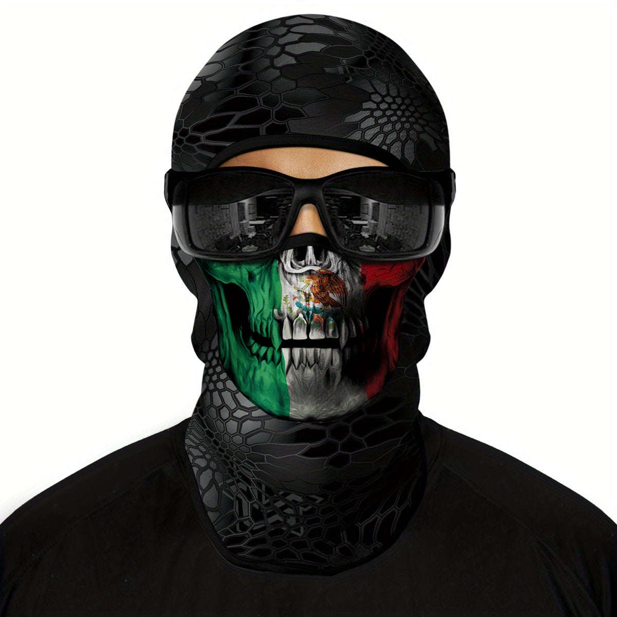 1 Pack Ghost Skull Face Pattern Breathable Windproof Uv Protection Balaclava Hat For Halloween Cospl