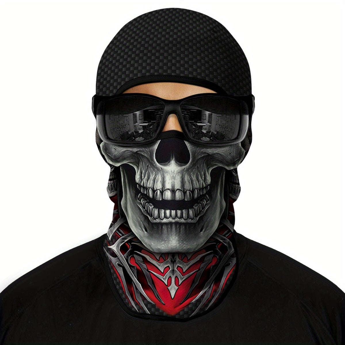 1 Pack Ghost Skull Face Pattern Breathable Windproof Uv Protection Balaclava Hat For Halloween Cospl