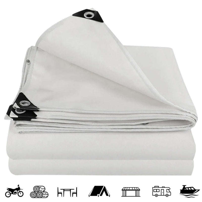White Waterproof Tarpaulin With Metal Grommets