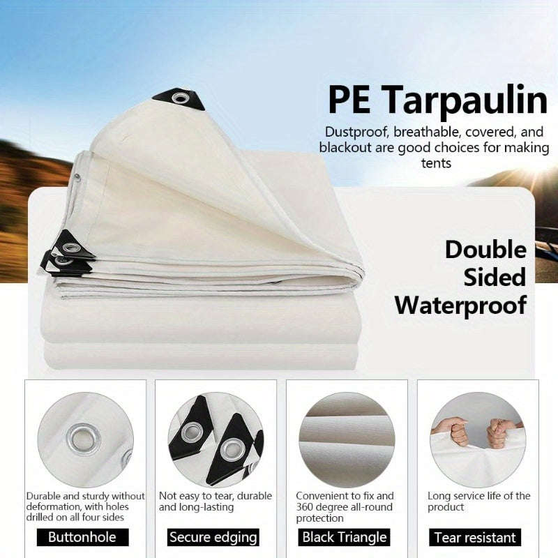 White Waterproof Tarpaulin With Metal Grommets