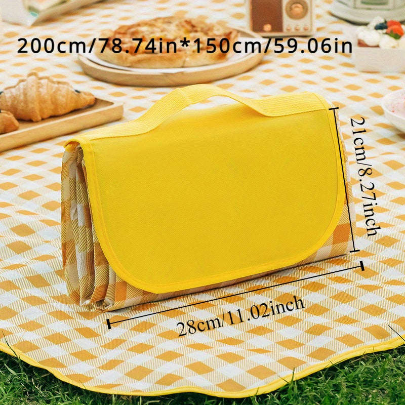 1 Portable Picnic Mat - Durable Polyester, Waffle Weave, Hand Washable, Large Outdoor Blanket For Ca