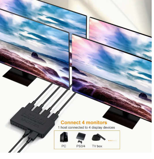 1pcs 4K Hdtv Splitter 1 In 4 Out