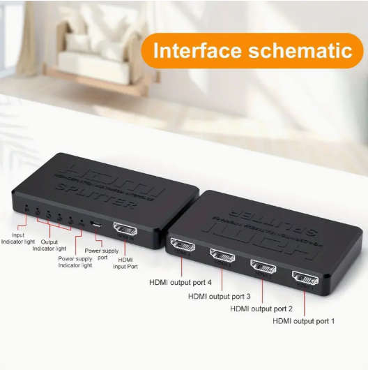 1pcs 4K Hdtv Splitter 1 In 4 Out